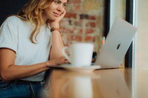 woman on computer