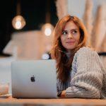 woman on computer different position